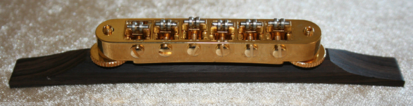 Jazzgitarre roller bridge gold breites Unterteil 26 mm hoch